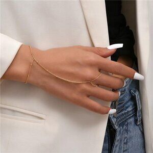 Chain Bracelet Finger Rings Gold Color Link Chains Connecting Hand Harness Small